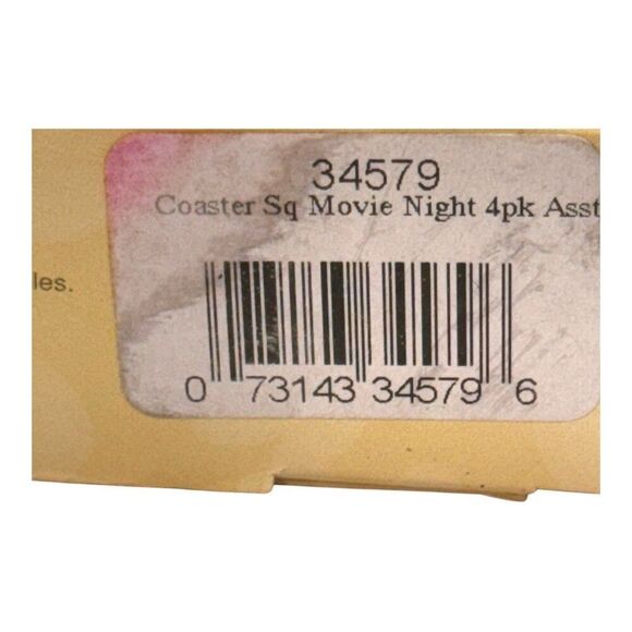 Counterart Absorbent Coasters Square Movie Night 4-Pack Popcorn Treats Candy - Picture 2 of 6